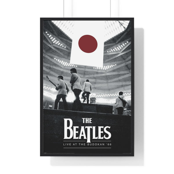 The Beatles Live at the Budokan '66 Maxi Poster framed black and white concert artwork with red circle