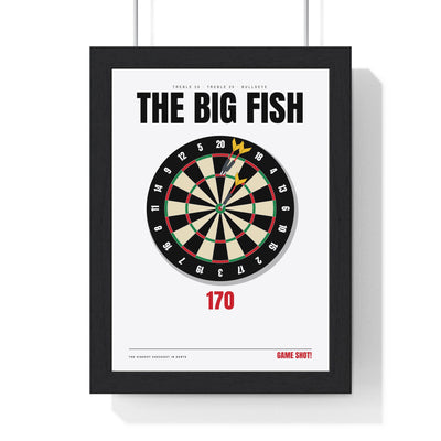 The Big Fish 170 Darts print framed in a black frame, ready to hang