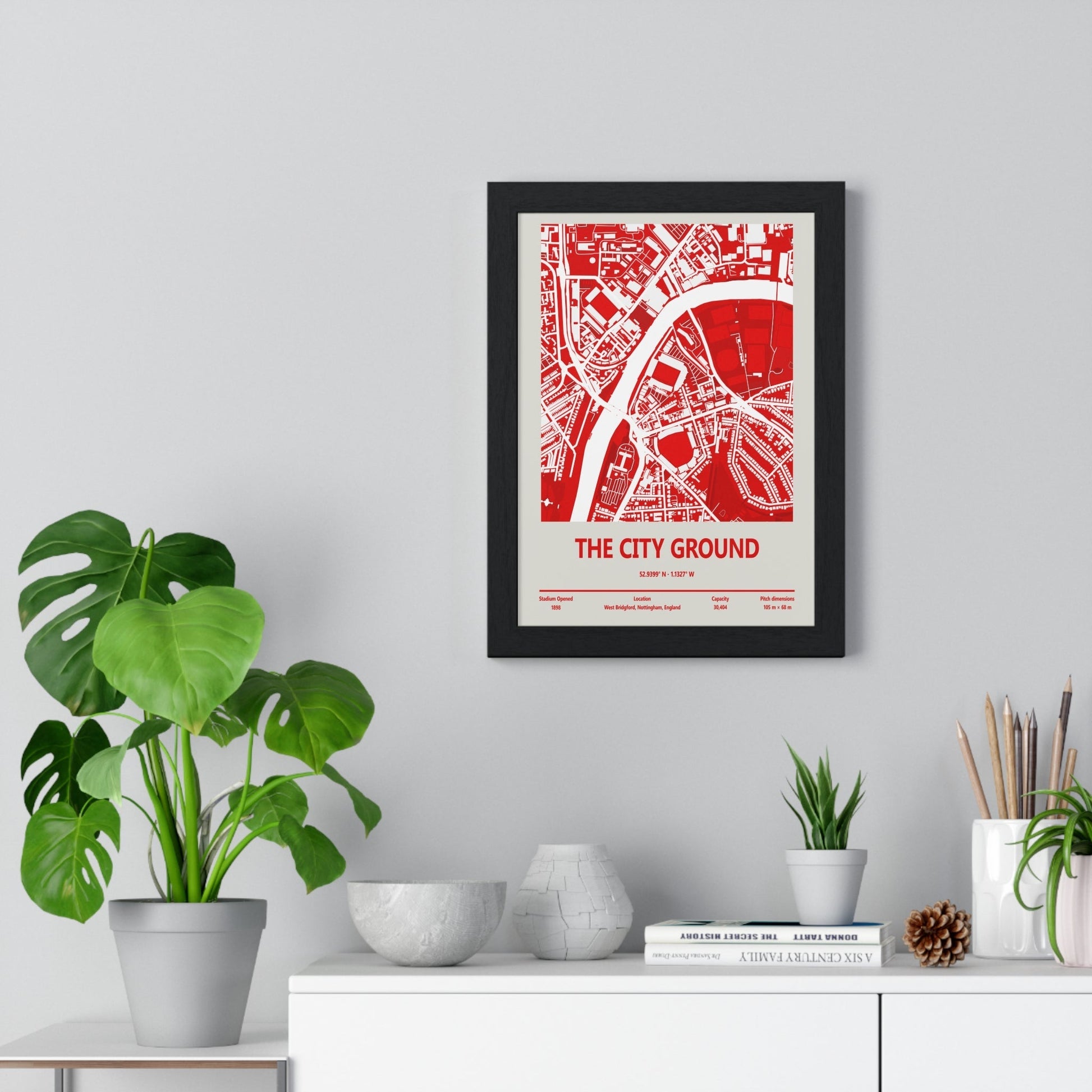 Framed The City Ground map print