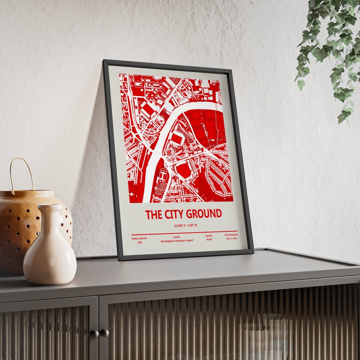 Framed The City Ground map print