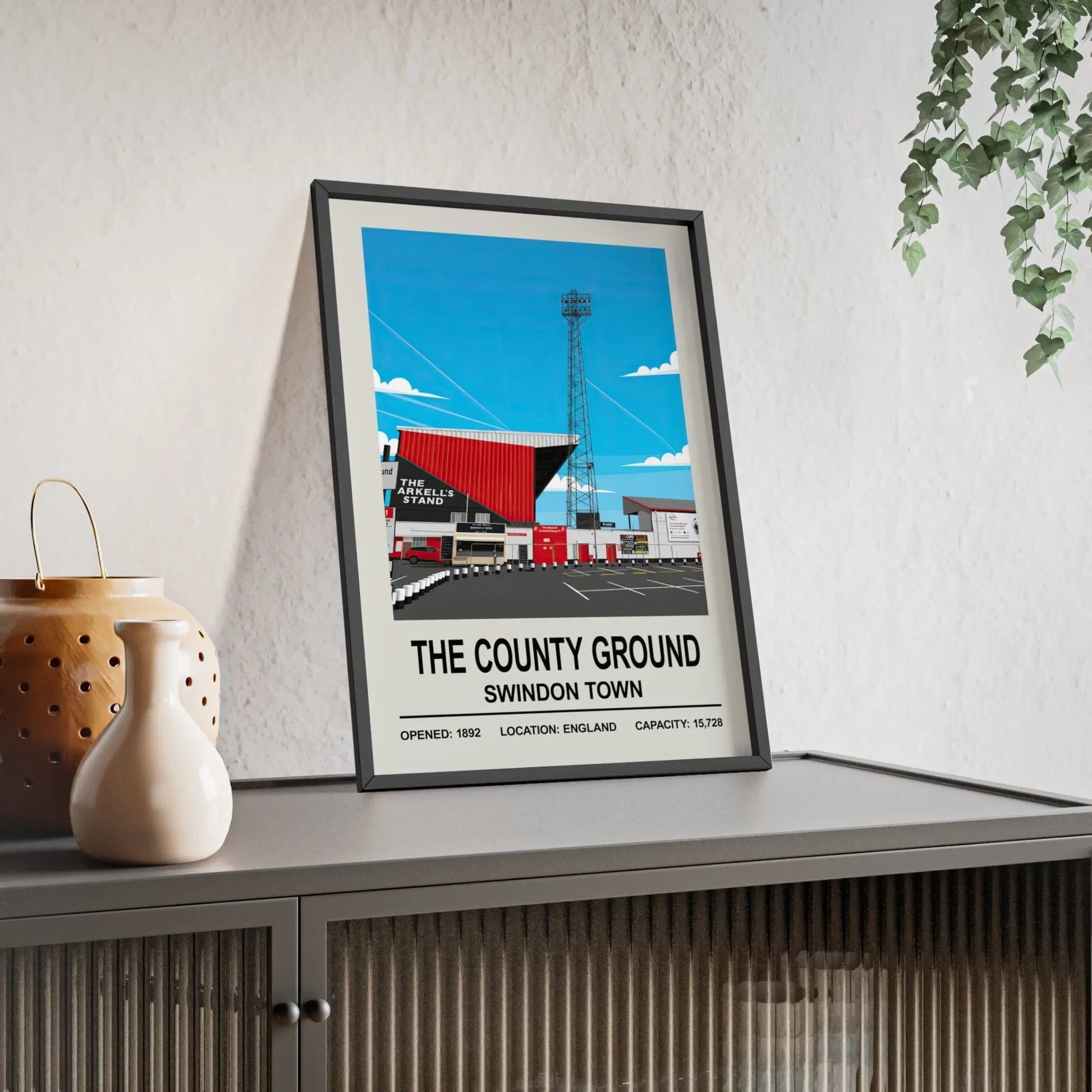 Framed The County Ground Swindon Town poster