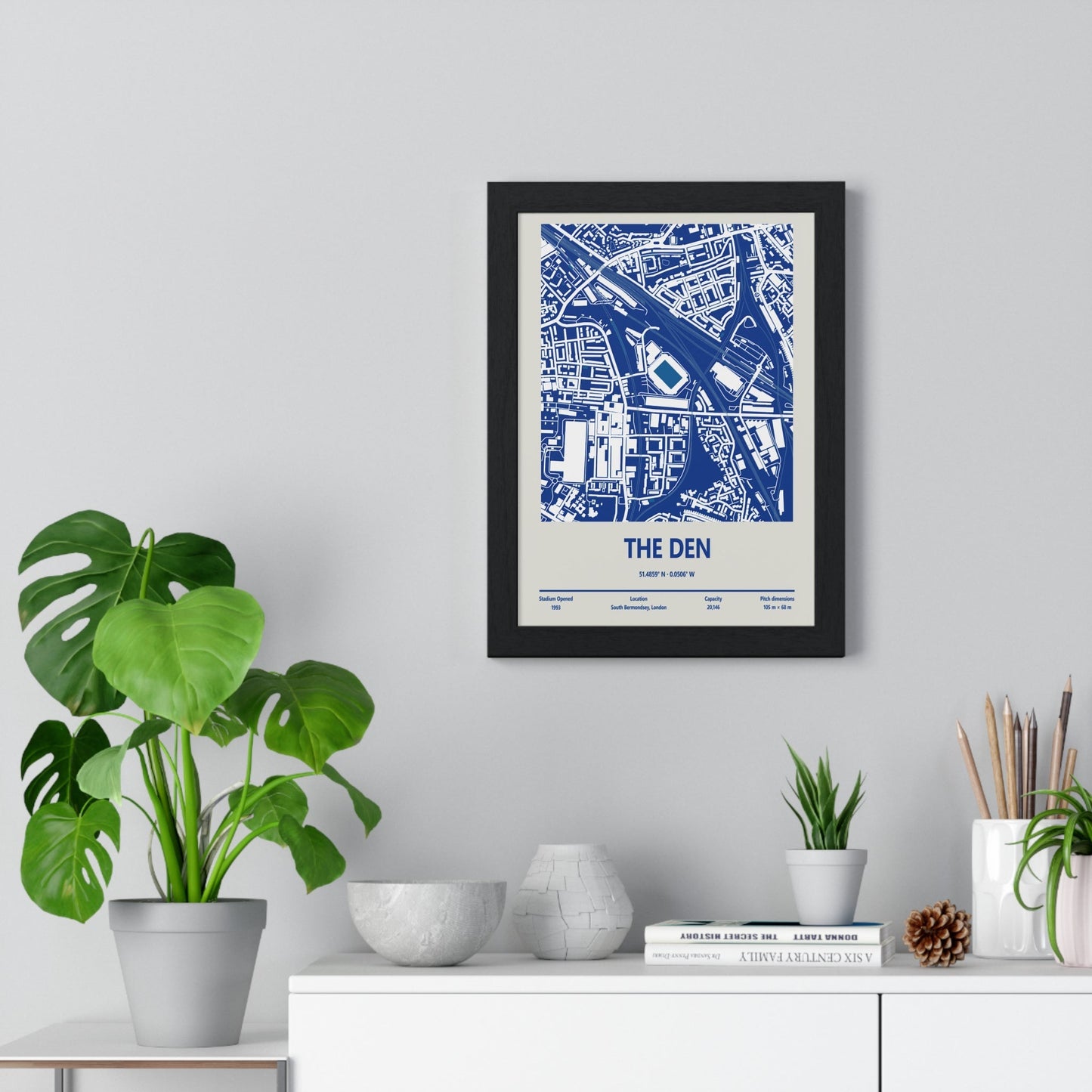 Framed The Den Stadium map print