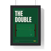The Double Snooker print framed in a black frame, ready to hang