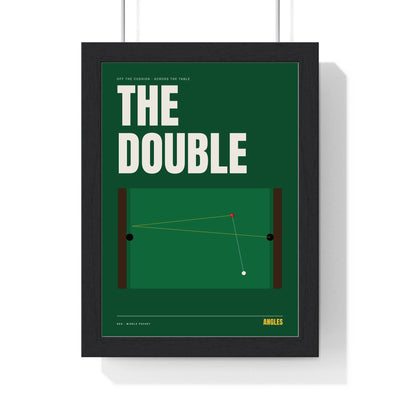 The Double Snooker print framed in a black frame, ready to hang
