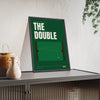 The Double Snooker print framed and leaning on a sideboard