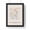 The Evergreen Game Chess print framed in a black frame, ready to hang
