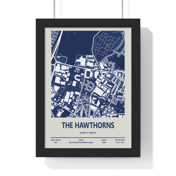 The Hawthorns West Brom stadium map print framed in Poster Kingz frame