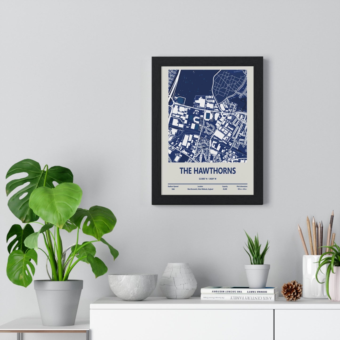 Framed The Hawthorns West Brom Stadium map print