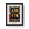 The London Pub Print framed in a black frame, ready to hang