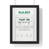 Rory McIlroy 2025 Grand Slam Golf Print - Caddie Overalls Playoff Poster framed in a black frame, ready to hang