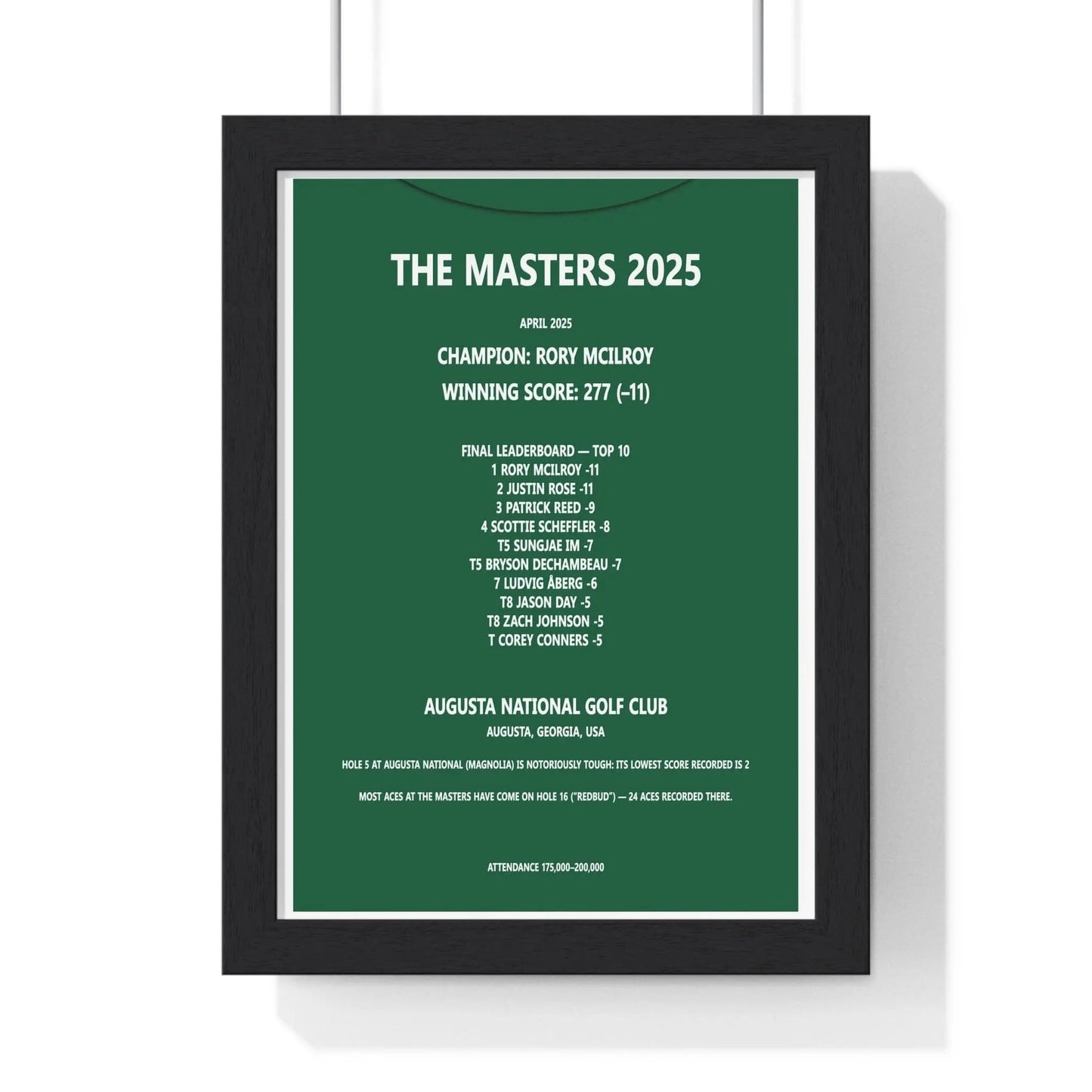 Framed The Masters 2025 Rory McIlroy Augusta National Print print