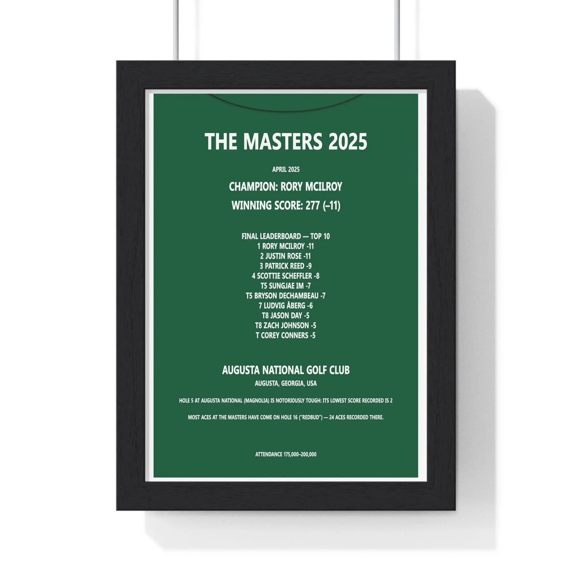 Framed The Masters 2025 Rory McIlroy Augusta National Print print