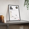 The Oche Darts print framed and leaning on a sideboard