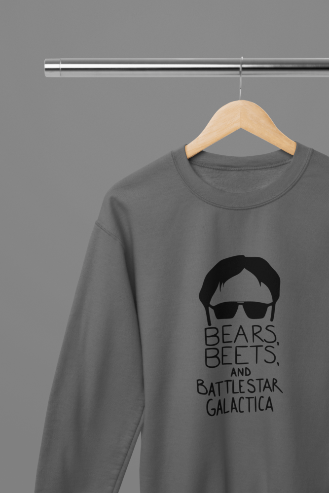 The Office Bears, Beets and Battlestar Galactica TV Show T-Shirt/Sweatshirt - Poster Kingz - S - Grey - Sweatshirt