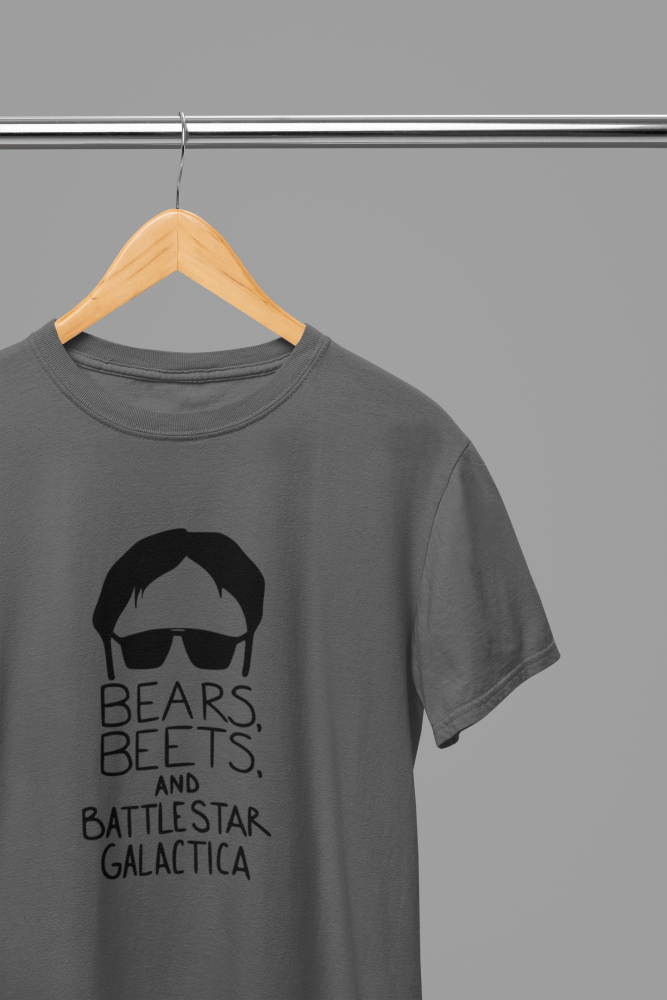 The Office Bears, Beets and Battlestar Galactica TV Show T-Shirt/Sweatshirt - Poster Kingz - S - Grey - T-Shirt