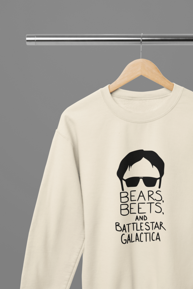 The Office Bears, Beets and Battlestar Galactica TV Show T-Shirt/Sweatshirt - Poster Kingz - S - Sand - Sweatshirt