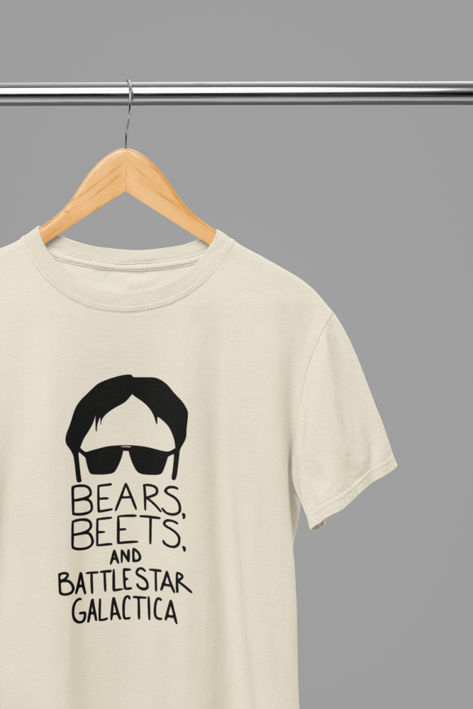 The Office Bears, Beets and Battlestar Galactica TV Show T-Shirt/Sweatshirt - Poster Kingz - S - Sand - T-Shirt