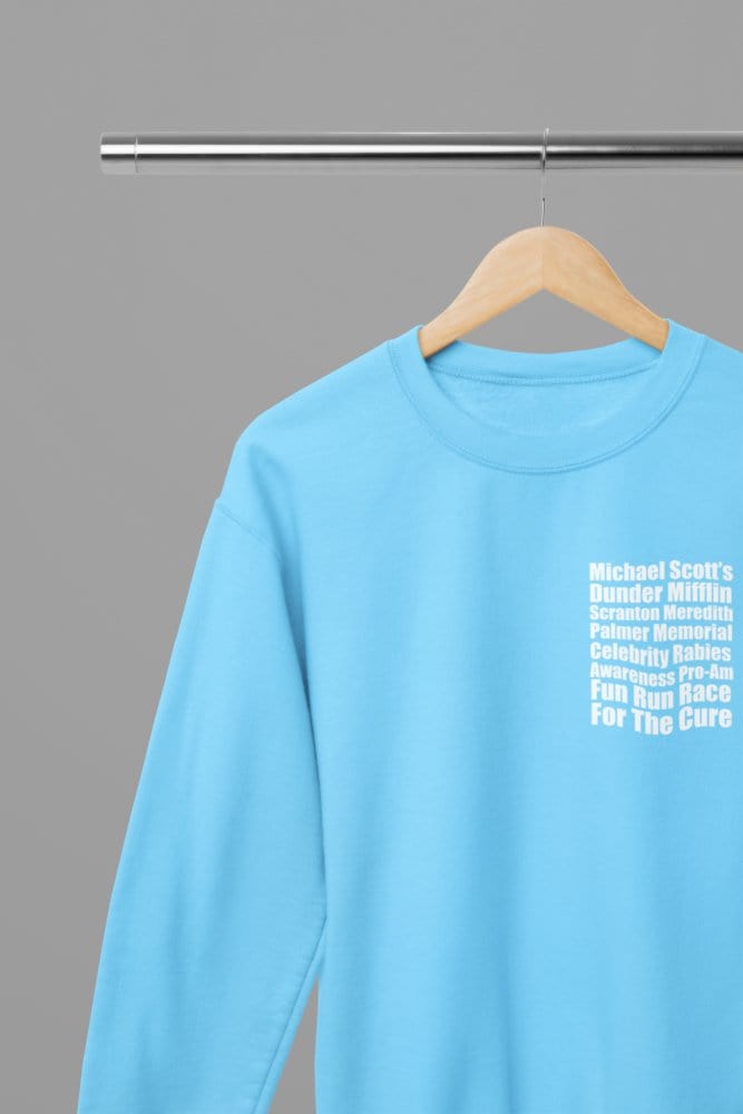 Light Blue t-shirt with The Office - Dunder Mifflin Rabies Awareness Shirt TV Show Apparel close-up