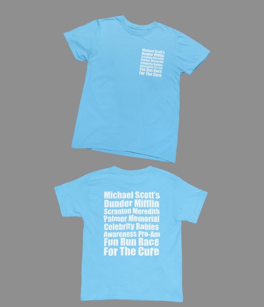 Light Blue t-shirt with The Office - Dunder Mifflin Rabies Awareness Shirt TV Show Apparel