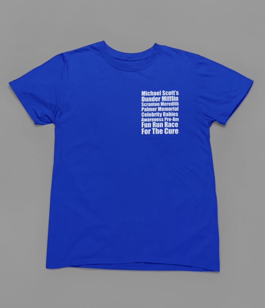 Light Blue t-shirt with The Office - Dunder Mifflin Rabies Awareness Shirt TV Show Apparel wall display