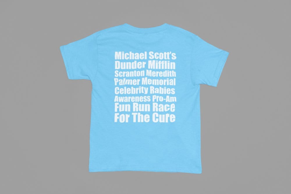 Blue t-shirt with The Office - Dunder Mifflin Rabies Awareness Shirt TV Show Apparel back view