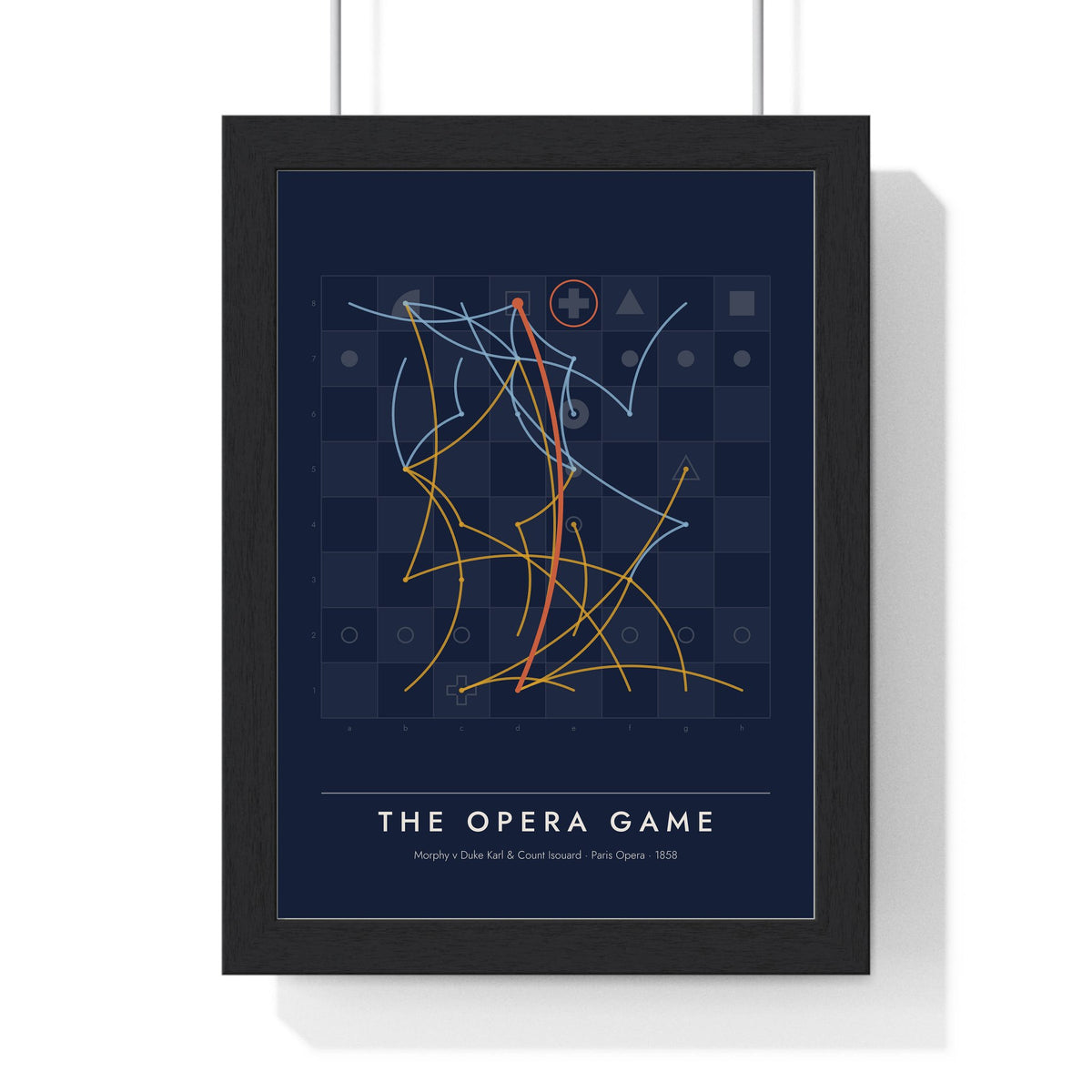 The Opera Game Chess print framed in a black frame, ready to hang