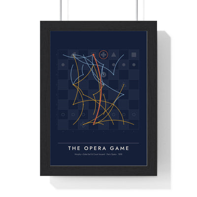 The Opera Game Chess print framed in a black frame, ready to hang
