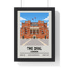 The Oval cricket ground print framed in a black frame, ready to hang