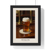 The Perfect Pint Print framed in a black frame, ready to hang