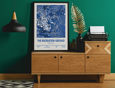 Framed The Recreation Ground Bath Rugby Stadium map print wall display