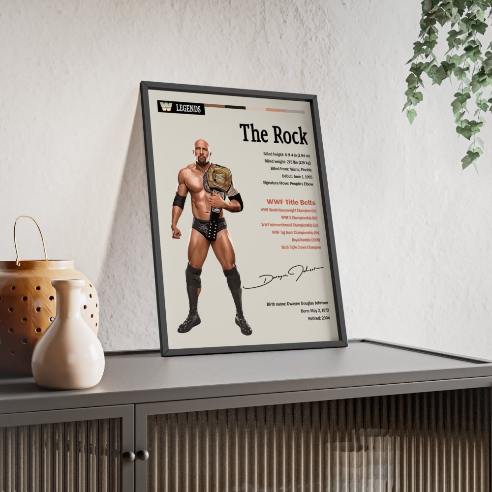 The Rock Wrestling Info Poster - Iconic Wrestler Career Highlights Art - Poster Kingz - A5 (unframed) - 