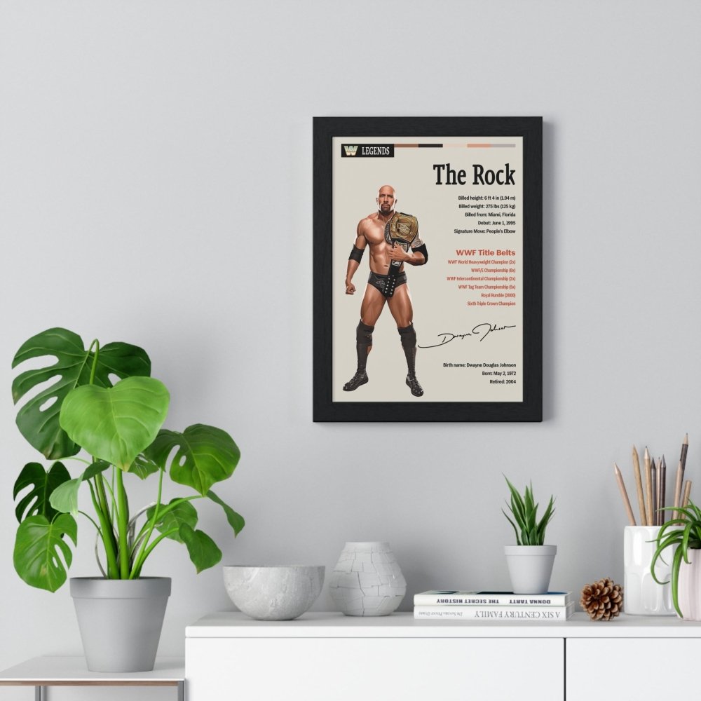 The Rock Wrestling Info Poster - Iconic Wrestler Career Highlights Art - Poster Kingz - A5 (unframed) - 