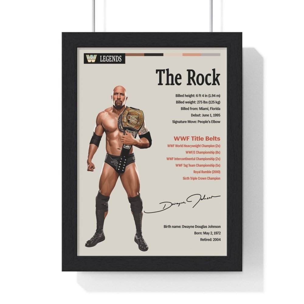 The Rock Wrestling Info Poster - Iconic Wrestler Career Highlights Art - Poster Kingz - A5 (unframed) - 