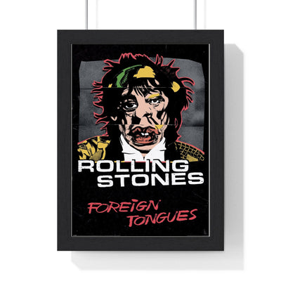 The Rolling Stones Foreign Tongues Maxi Poster framed in a black frame