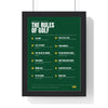 The Rules of Golf print framed in a black frame, ready to hang