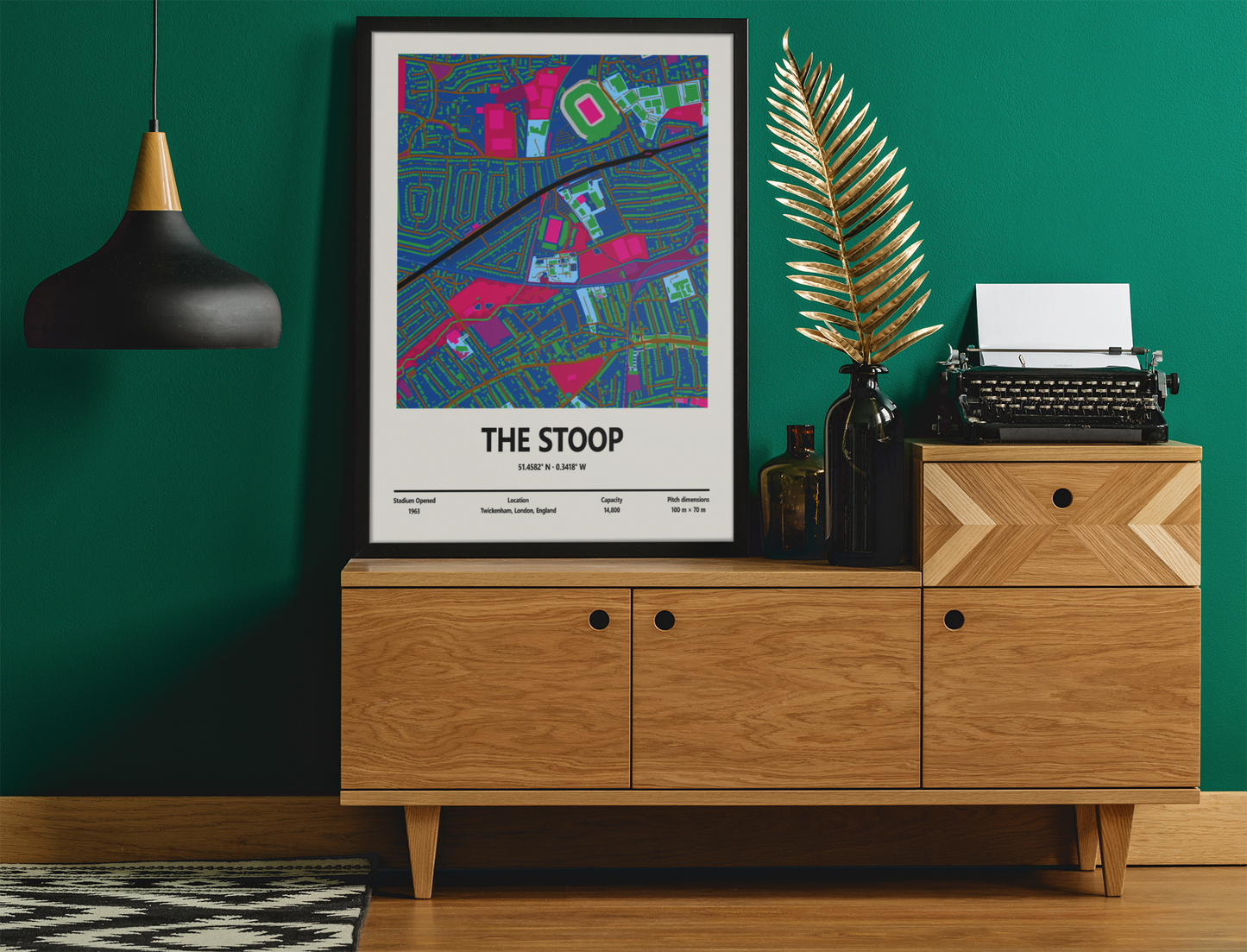 Framed The Stoop Twickenham Harlequins Rugby Stadium map print wall display