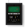 The First Crucible 147 Snooker print framed in a black frame, ready to hang