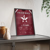 Tiger Roll Grand National 2019 Horse Racing Poster - Back to Back Nationals Silks Print framed and leaning on a sideboard