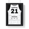 Tim Duncan 2003 NBA Finals Game 6 Poster - San Antonio Spurs 21 Near Quadruple-Double Jersey Print framed in a black frame, ready to hang