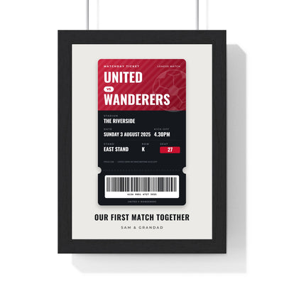 Personalised Football Match Ticket Print - framed matchday ticket