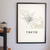 Tokyo Subway Map Print - Tokyo metro lines map print on the living room wall