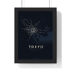 Tokyo Subway Map Print - framed night style Tokyo metro lines print