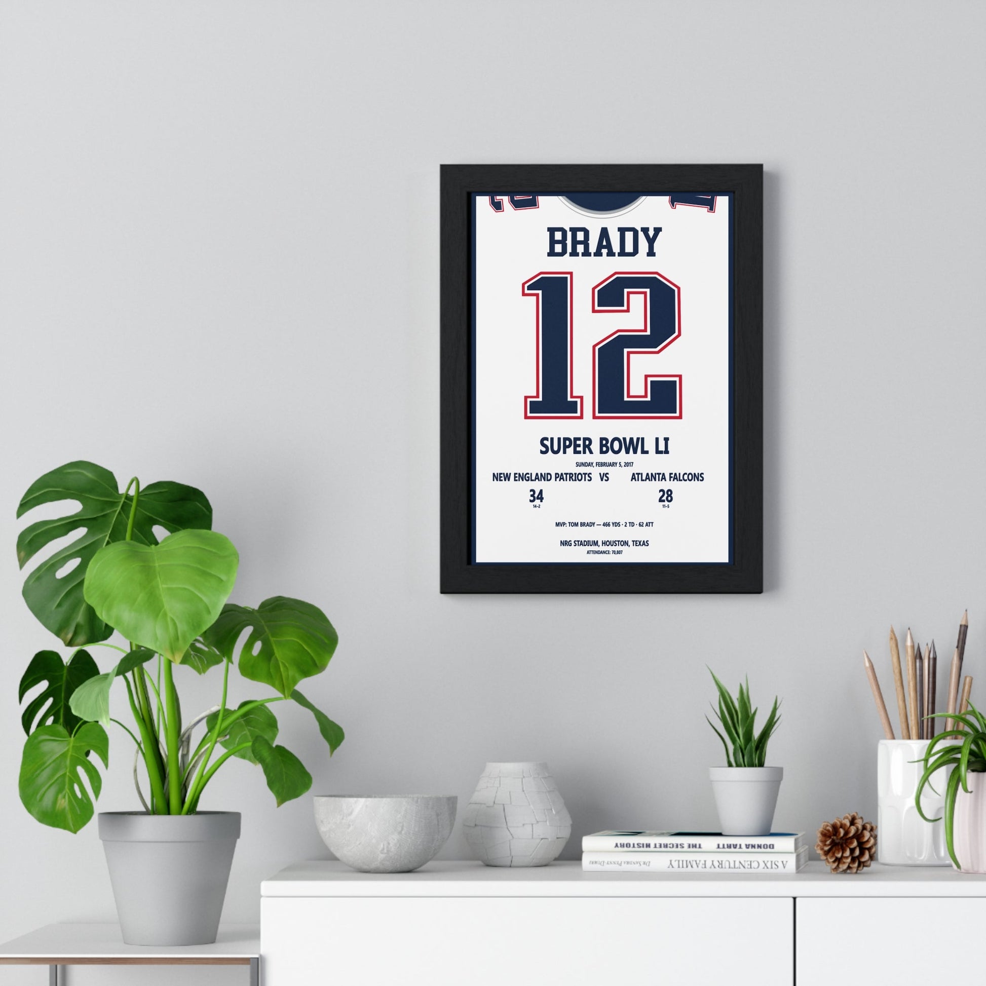Framed Tom Brady Super Bowl LI MVP Print poster