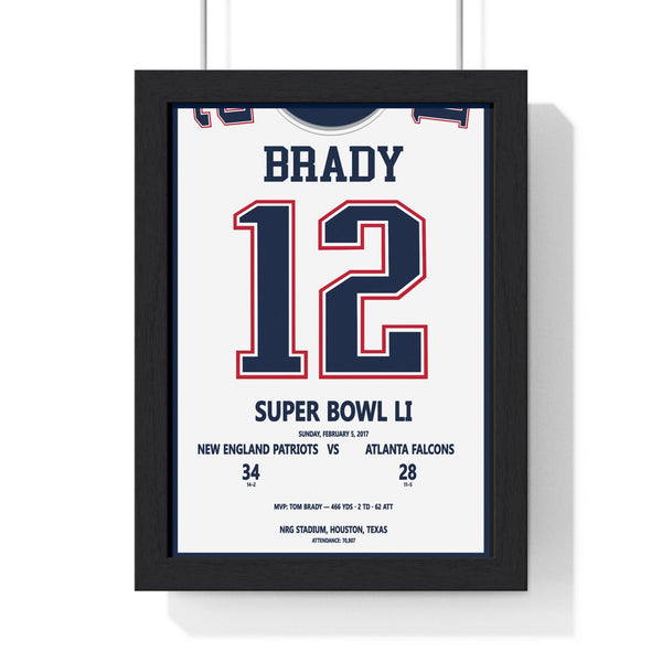Tom Brady Super Bowl LI MVP framed poster New England Patriots wall art