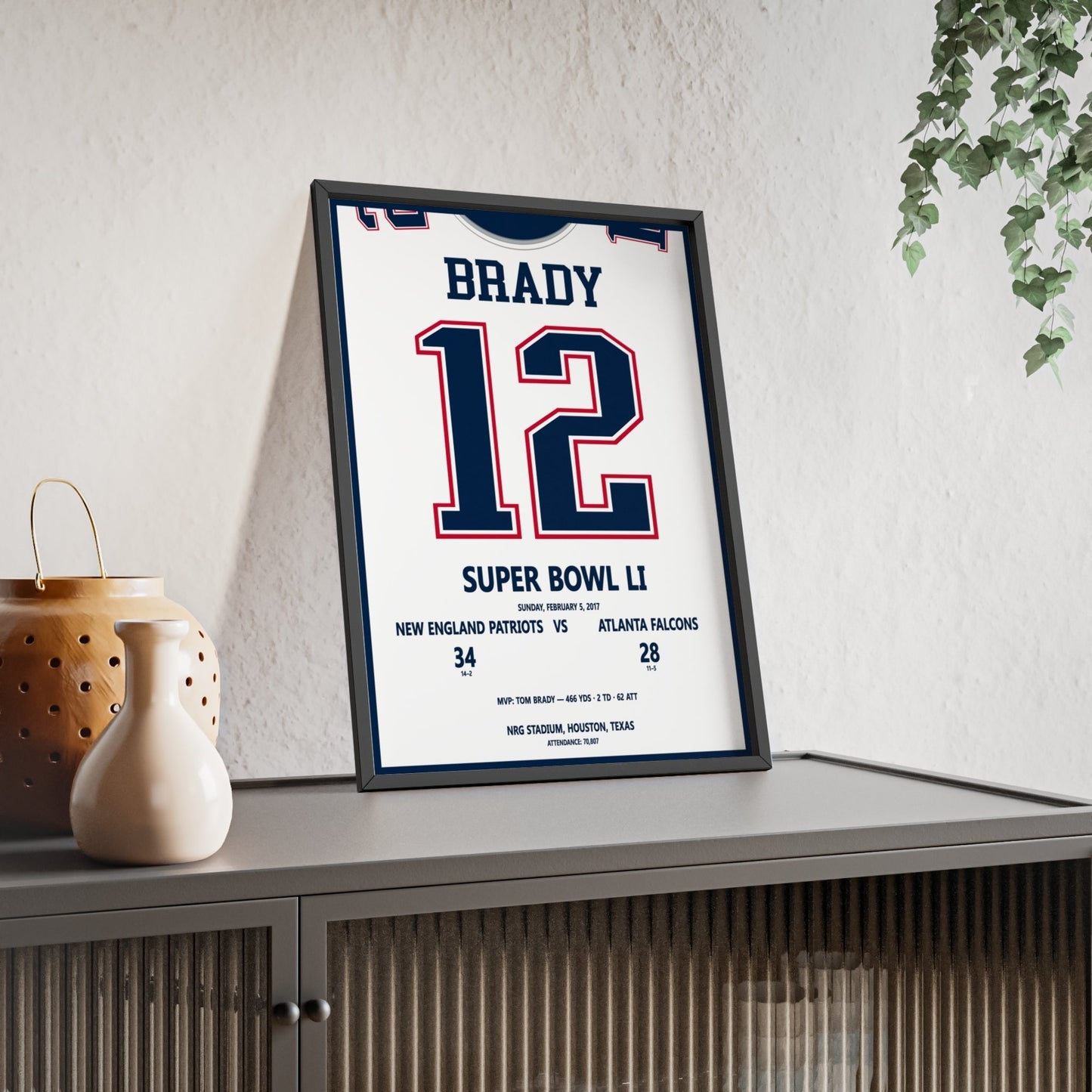Framed Tom Brady Super Bowl LI MVP Print poster