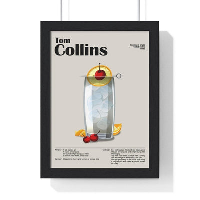 Framed Tom Collins Cocktail - Classic Drink - Bar Decor Print print