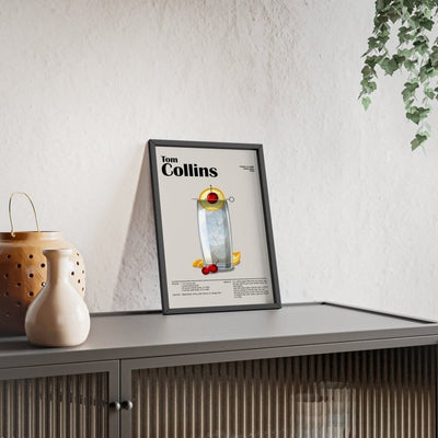 Framed Tom Collins Cocktail - Classic Drink - Bar Print print