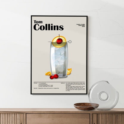 Tom Collins Cocktail Poster - Poster Kingz