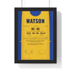 Tom Watson Turnberry 1977 Golf Poster - Caddie Bib Duel in the Sun Print framed in a black frame, ready to hang
