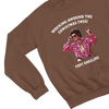 Blue t-shirt with Tony Angelino Christmas Jumper Only Fools and Horses Parody close-up